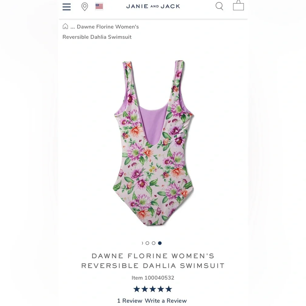 Janie and Jack Dawne Florine women’s reversible one piece swimsuit matching XS - Picture 9 of 9